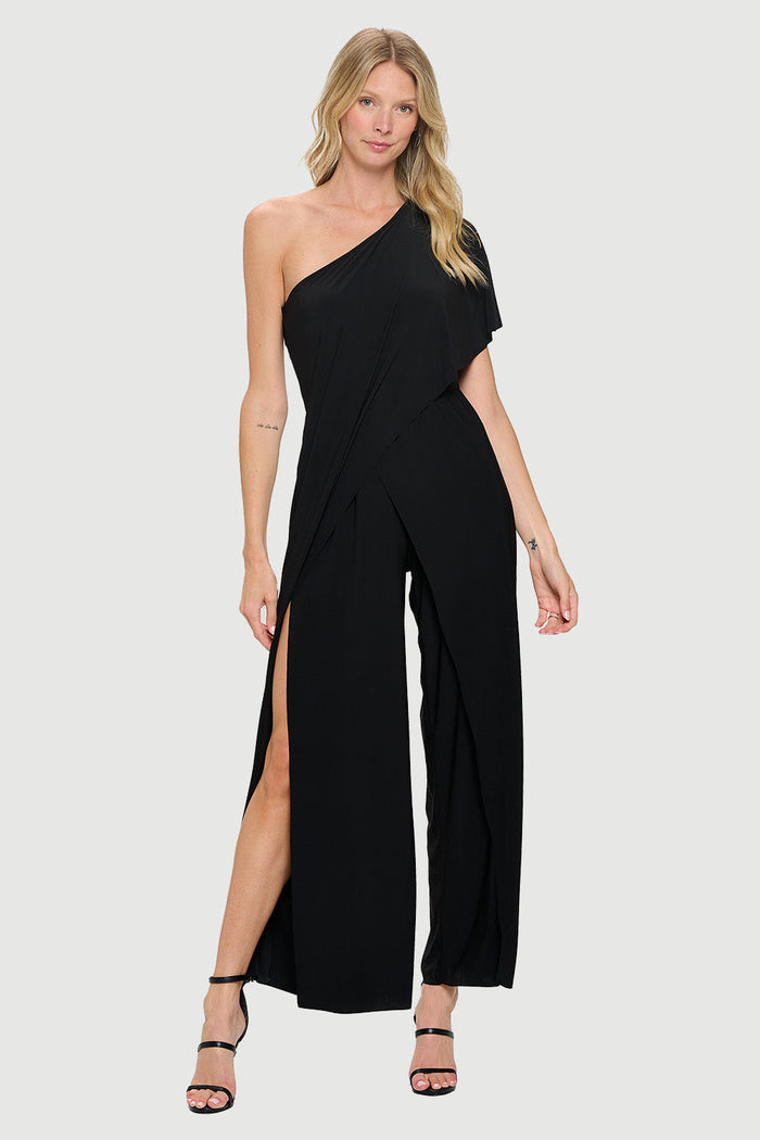 Jersey One Shoulder Jumpsuit | Black