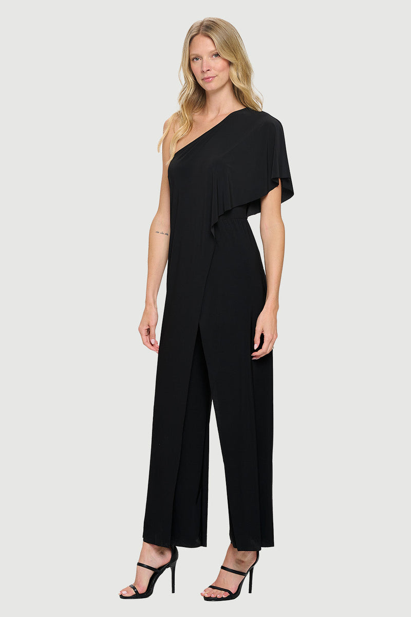 Jersey One Shoulder Jumpsuit | Black