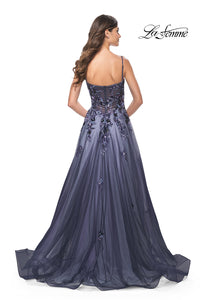 La Femme 32185 Two-Tone Sequin Surplice Gown