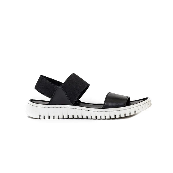 Double Slip on Strap Sandal | Black, Tan