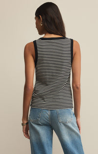 Elin Striped Rib Tank | Black/White