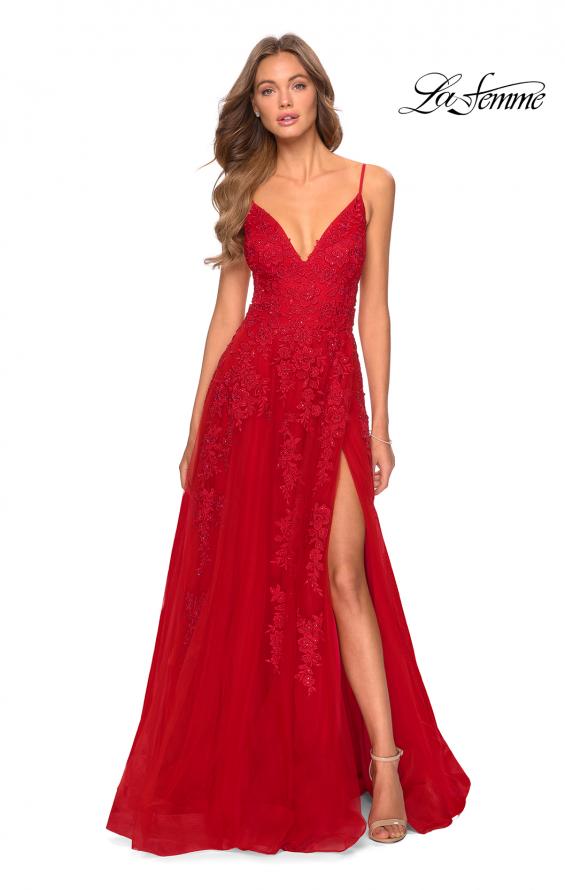 La Femme 28985 Embroidered Tulle Gown