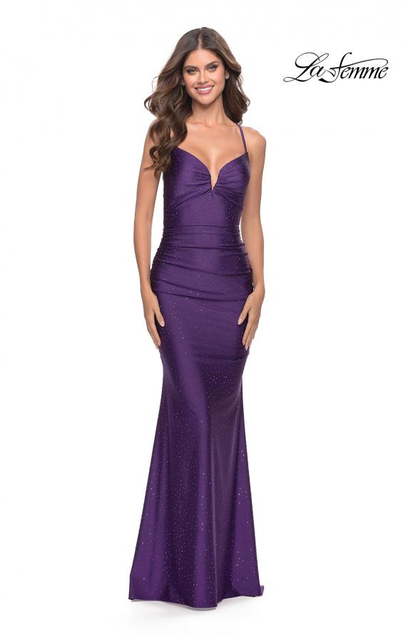 La Femme 31201 Ruched Jersey With Lace Up Back