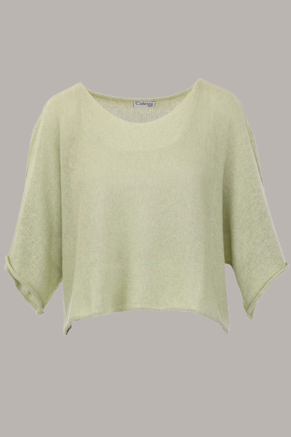 Cotton Blend Short Tunic Top | Summer Green
