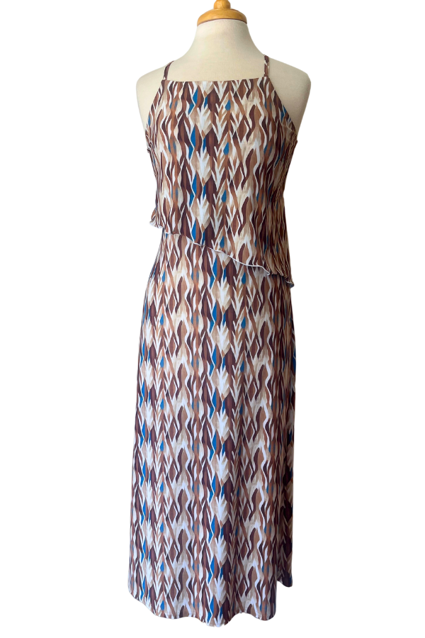 Halter Flounce Tea Length Dress | Chimp