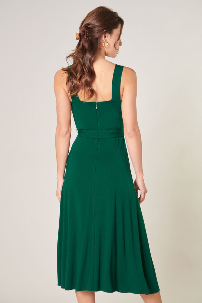 Mariana Midi Sleeveless Jersey Knit Dress | Emerald