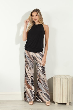 Wide Leg Pant with Waist Band | Trent Print