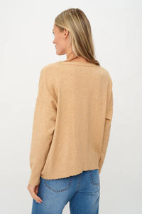 Angii Frayed Crew Neck Sweater | Camel