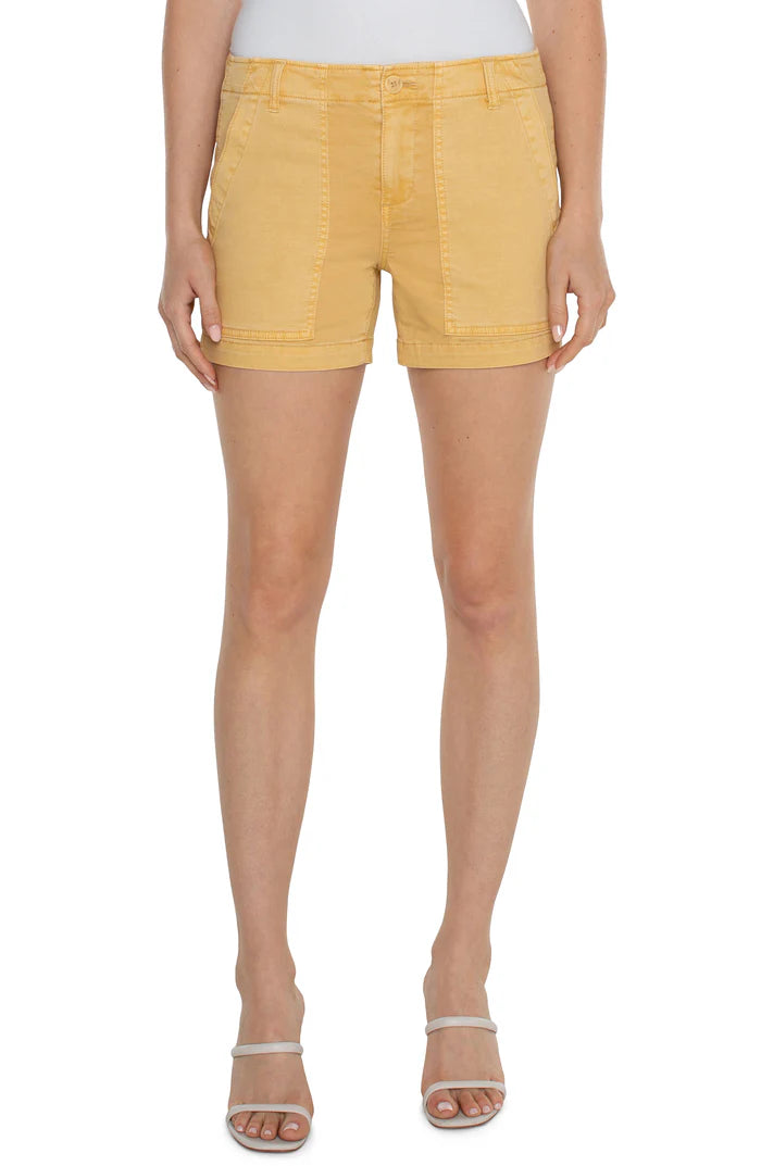Liverpool Utility Short with Flap Pkt 4.5"| Flaxen Gold