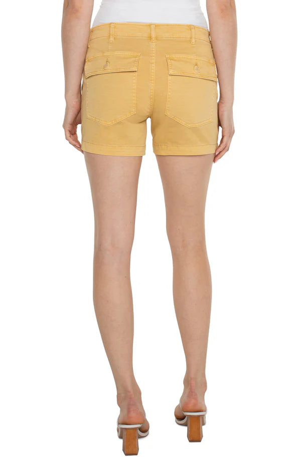 Liverpool Utility Short with Flap Pkt 4.5"| Flaxen Gold