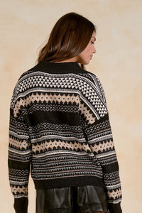 Striped Collar Sweater | Black