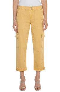 Liverpool Utility Crop with Tab Hem & Cargo Pkt | Flaxen Gold