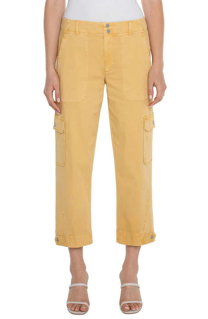 Liverpool Utility Crop with Tab Hem & Cargo Pkt | Flaxen Gold