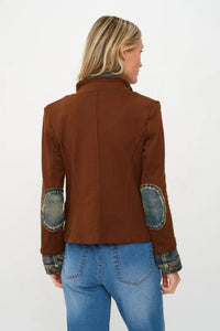 Mixed Media Denim Jacket | Dark Brown