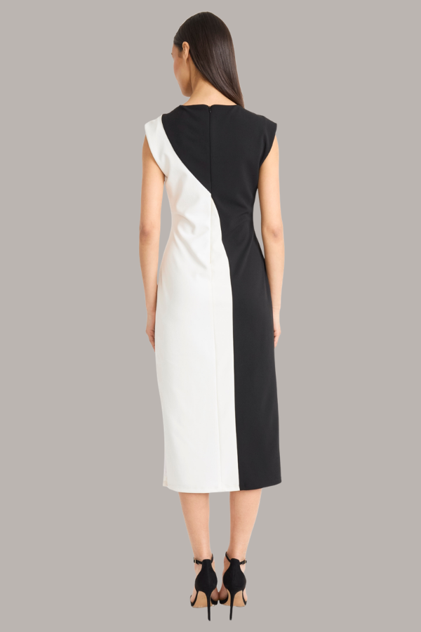 Stretch Crepe 2 Tone Dress | Black/Cream