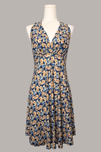 Short Halter Jersey Dress | Red/Pink, Blue/Yellow Floral