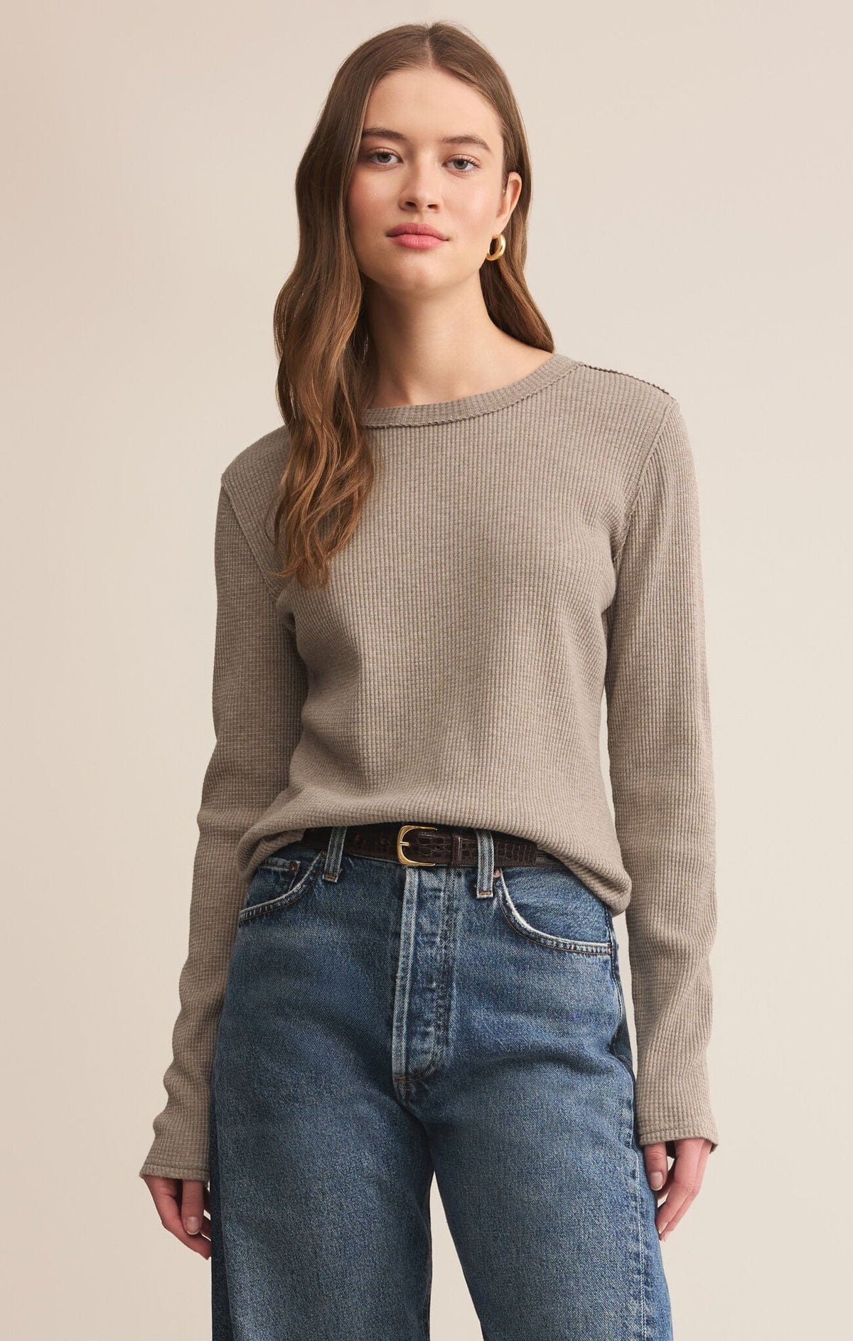 Arlet Mini Thermal Top | Monstera, Soft Ecru, White, Smoked Heather