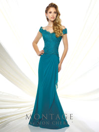 Montage 116937 Off Shoulder Sweetheart Chiffon Gown