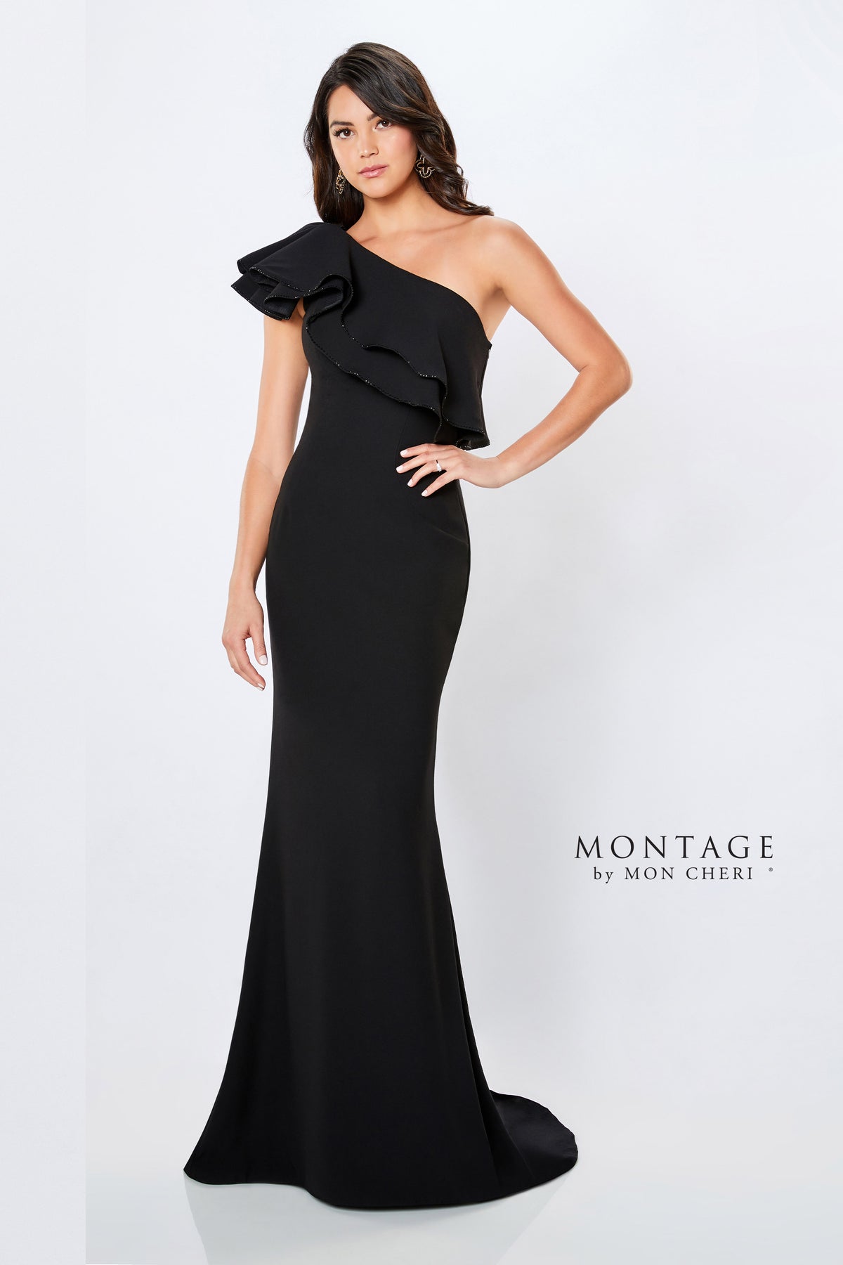Montage by Mon Cheri M521 Pleated Bodice Off The Shoulder Dress 
