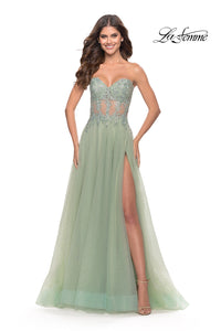 La Femme 31367 Lace/Tulle Strapless Beaded