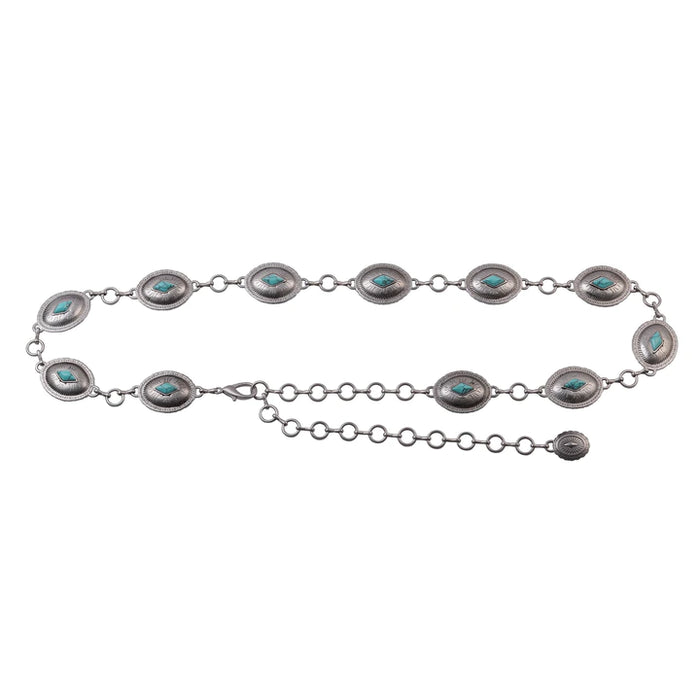 Oval Turquoise Concho Chain Belt