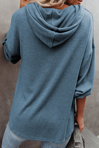 Button High And Low Hoody | Sky Blue