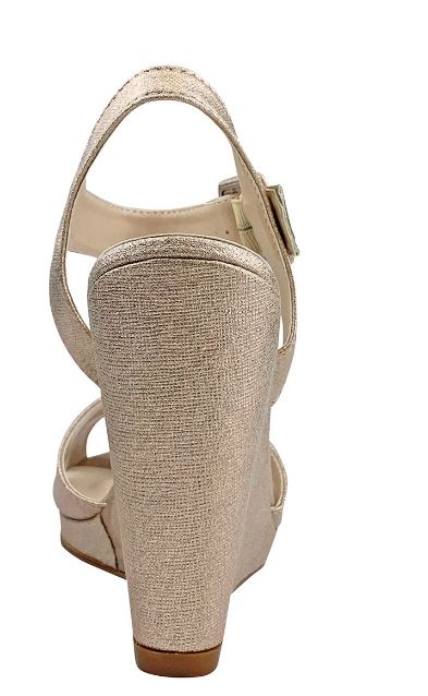 "Stormy" Shimmer Nude Wedge With Ankle Strap
