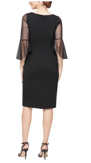 Short Sheath Dress with Bell Sleeves | Black