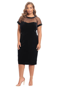 Short Velvet Illusion Dress | Black
