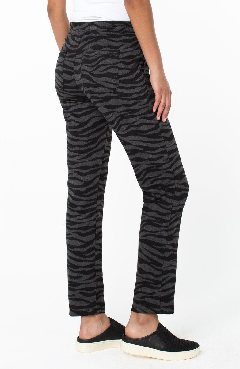 Liverpool Pull On Knit Jogger Pant in Black/Grey Zebra