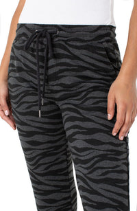 Liverpool Pull On Knit Jogger Pant in Black/Grey Zebra