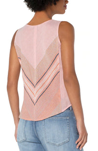 Sleeveless Scoop Neck Popover with Panel | Pink Multi Yam