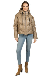 Hooded Quilted Pat Jacket | Taupe
