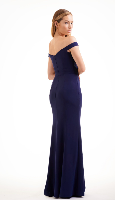 Soft Crepe Off-the-Shoulder Long Bridesmaid Dress | Available Long or Short - Several Colors - Sizes 00-34 | In Store ONLY