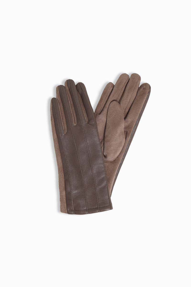 Faux Leather Striped Gloves