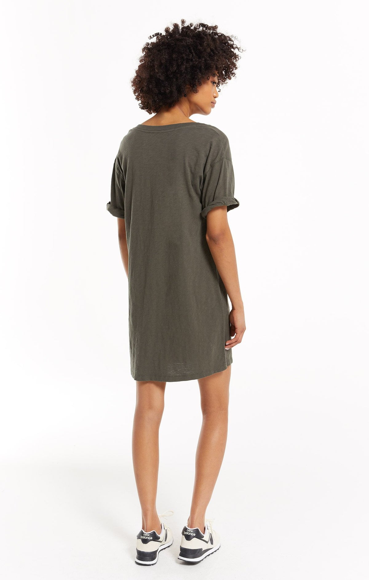 Z-Supply V-Neck T-Shirt Slub Knit Dress | Black & Seawood