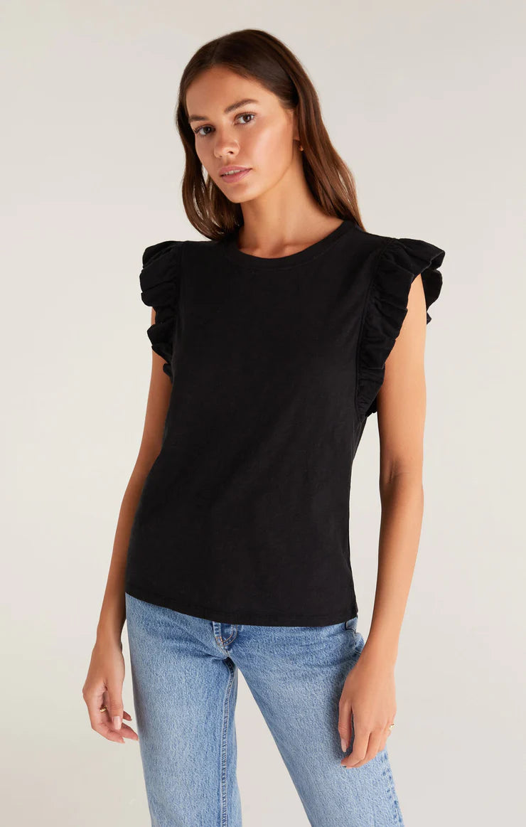 Dakota Ruffled Tank | Black, Pink, Otter