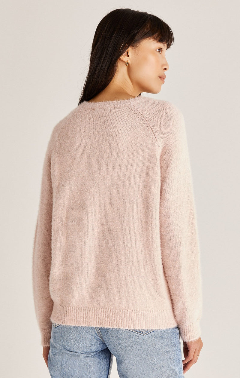 Alexa Plush Eyelash Sweater | Vanilla Ice, Sky Pink