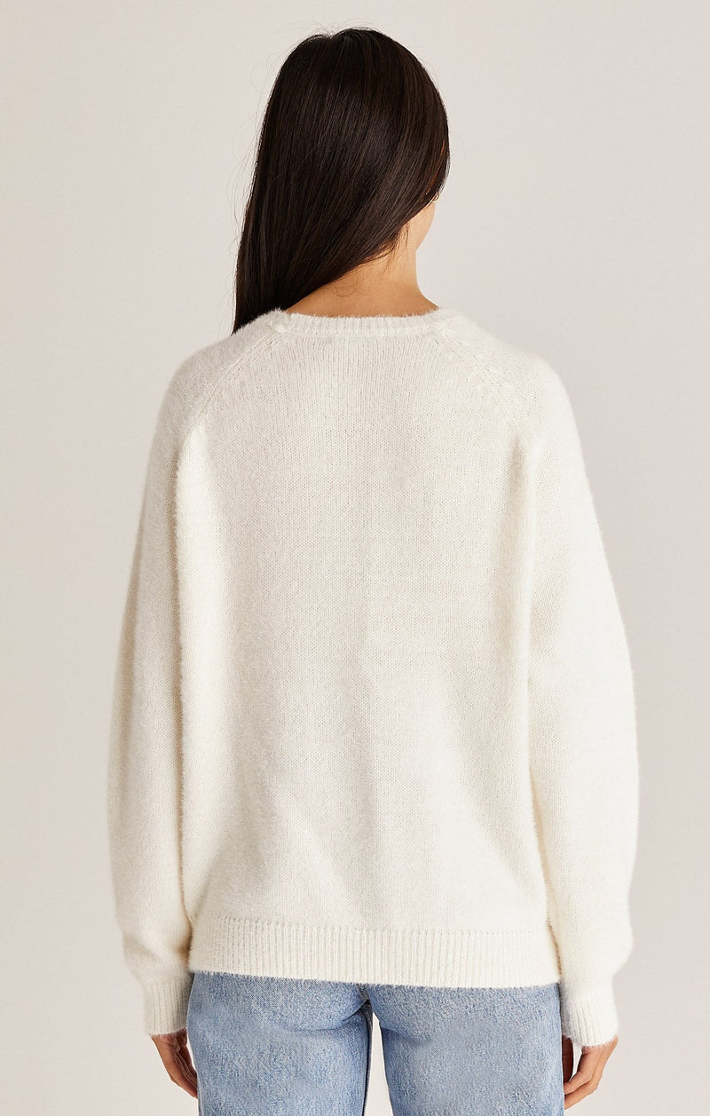 Alexa Plush Eyelash Sweater | Vanilla Ice, Sky Pink