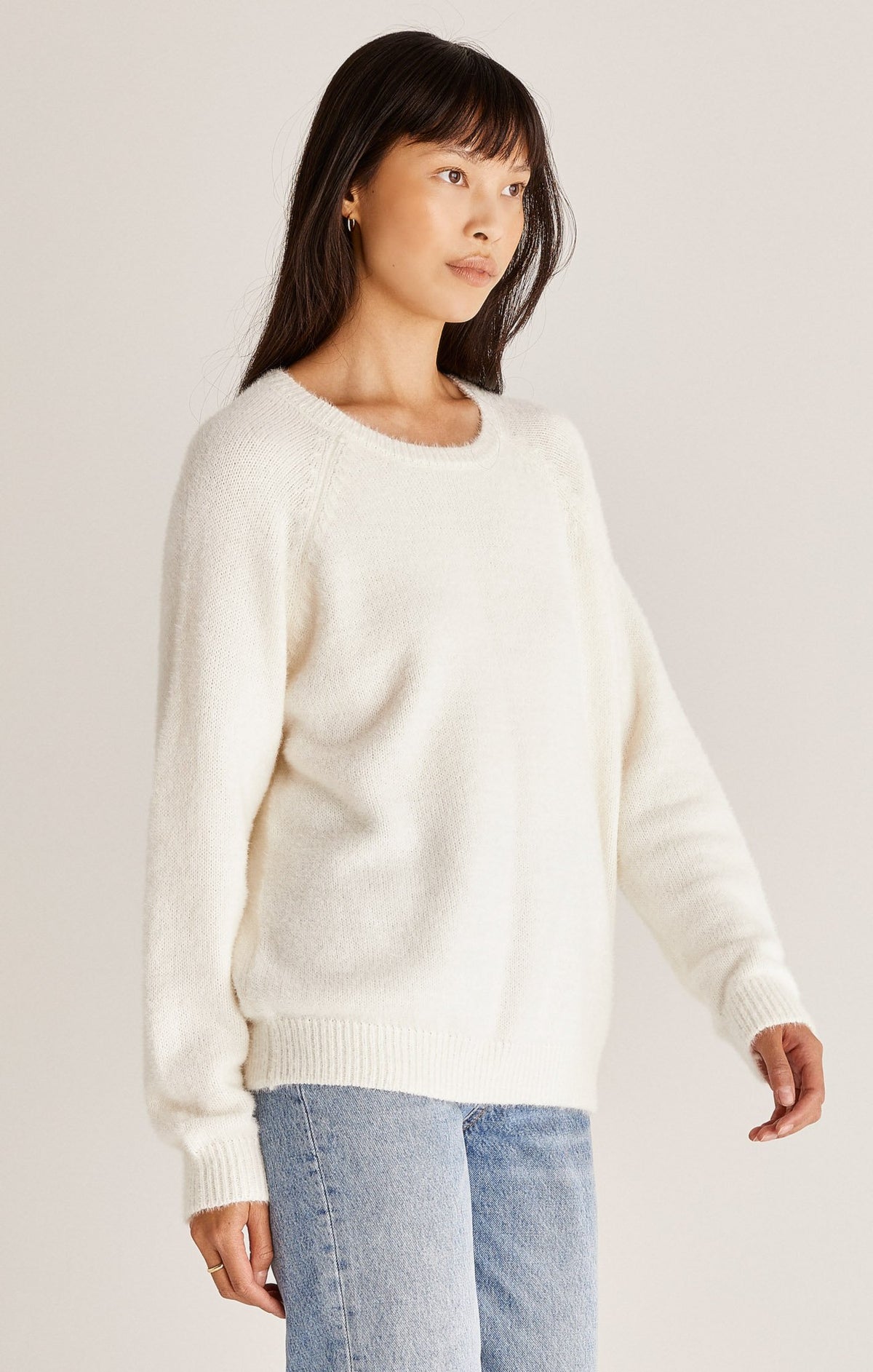 Alexa Plush Eyelash Sweater  Vanilla Ice, Sky Pink – Harriman