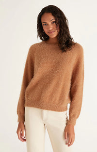 Alora Eyelash Sweater | Saddle