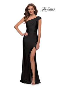 La Femme 29619 In Shiny Stretch Jersey One Shoulder Gown