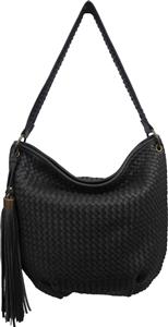 Woven Leather Texture Hobo Bag | Brown, Black