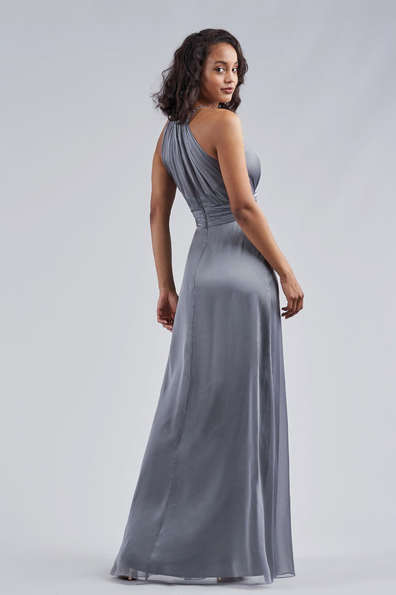 Belsoie Tiffany Chiffon Bridesmaid Dress with Halter Neckline