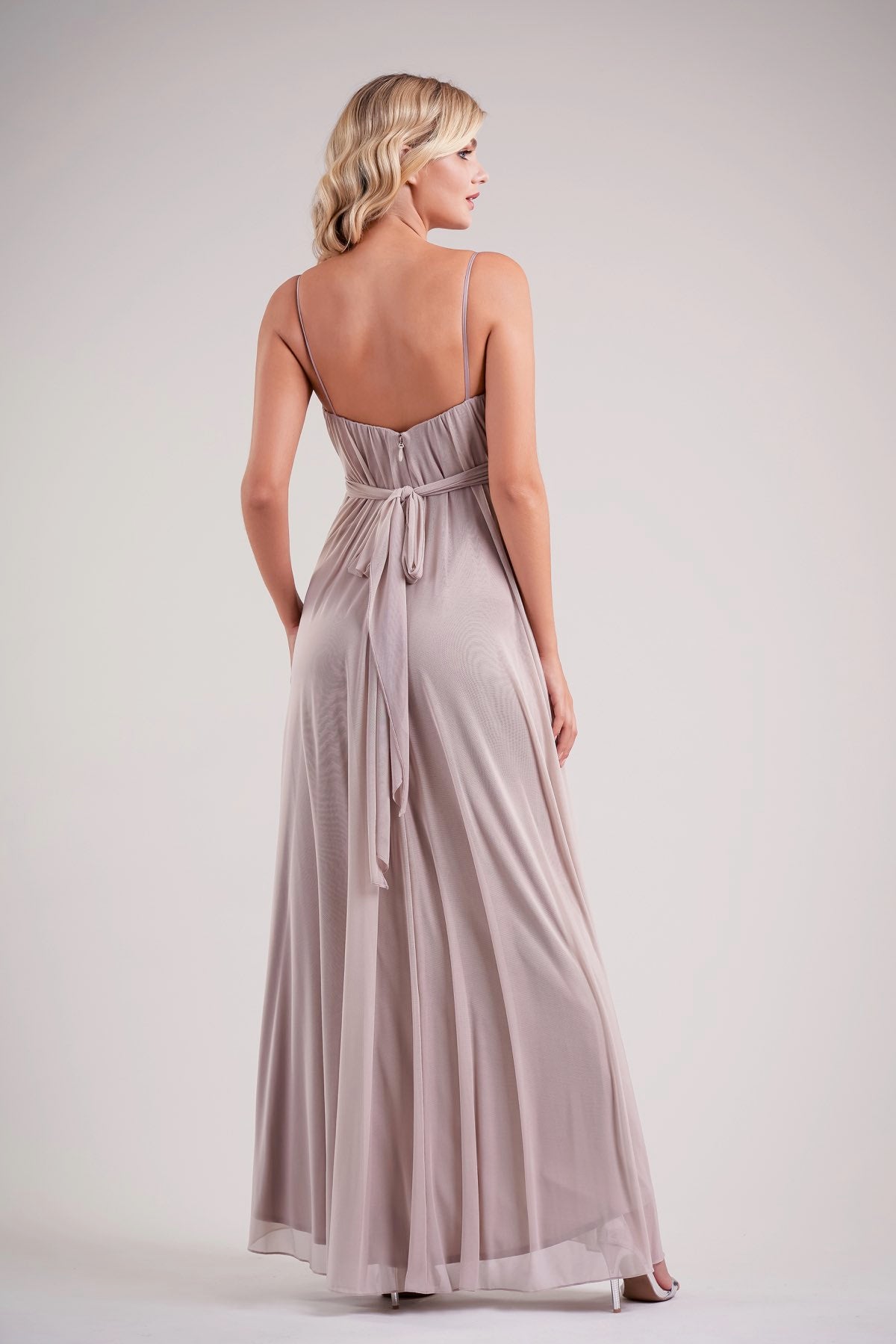 Stretch Illusion Dress with Spaghetti Straps and Angled Skirt | Several Colors - Sizes 00-34 | In Store ONLY