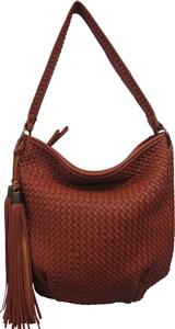 Woven Leather Texture Hobo Bag | Brown, Black