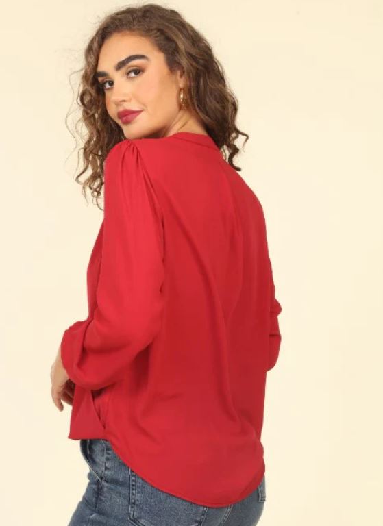 Surplice Long Sleeve Blouse