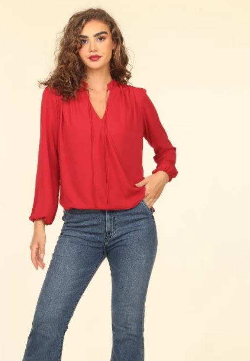 Surplice Long Sleeve Blouse