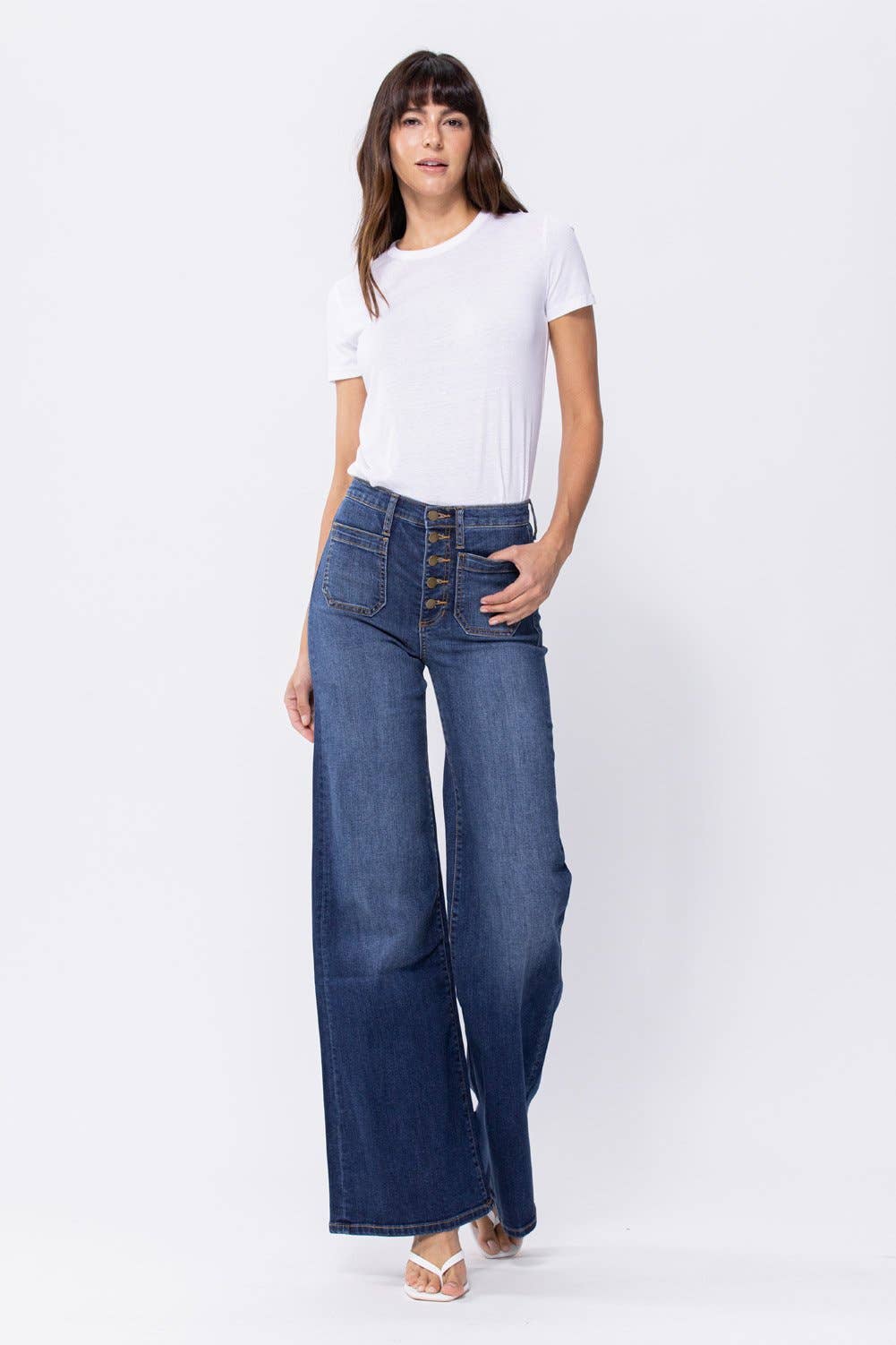 Hi Rise 70's Flare Jeans with 5 Button Fly