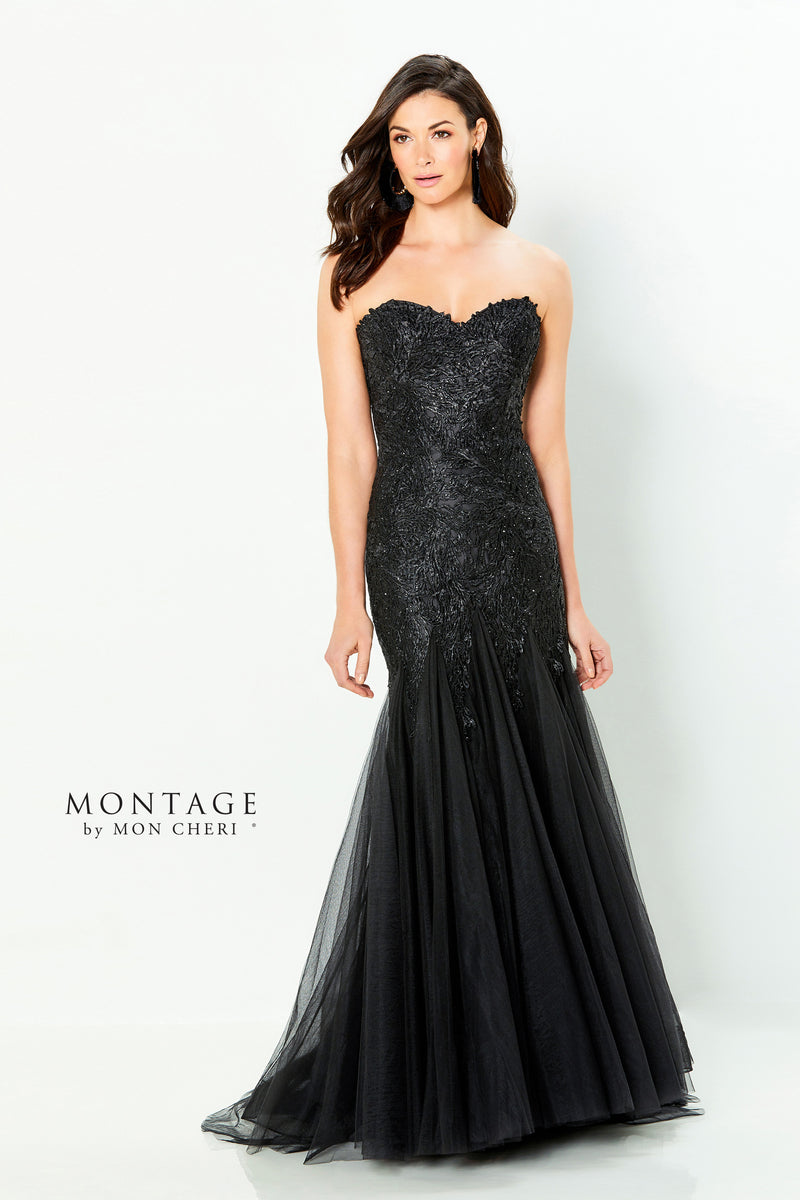 Montage 118964 Strapless Beaded Tulle Trumpet Gown